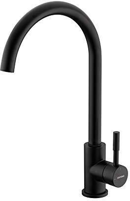 GRIFEMA G4008B Irismart - Robinet de Cuisine, Mitigeur d'Evier Monocommande, Acier, Noir, Exclusivité Amazon