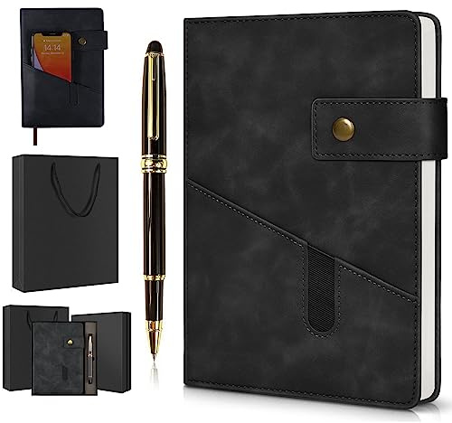 vfaejll A5 Lined Leather Journal Notebook,Hardcover Journal Set with Pen and Gift Box,100Pages 100gsm Thick Ruled Paper Daily Diary for Men Women School,Travel,Business,Work,Writing 5.9 X 8.4