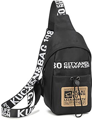 FANDARE Leichte Brusttasche Schultertasche Sporttasche Sling Crossbody Schulter Rucksäcke Umhängetasche Herren Damen Rucksack zum Wandern Radfahren Reisen Multipurpose Tagepacks Gürteltasche Schwarz