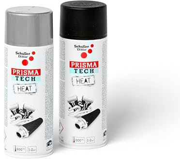 Hitzebeständiges Lackspray Schwarz oder Silber bis 600°C Prisma Tech Heat für Ofenrohre, Auspuffe, 400ml, Schuller Lackspray:Prisma Heat Silber