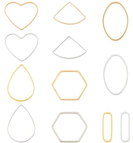 PandaHall 120 st mässingsringar ihåliga ramar berlocker hjärta oval hexagon fläkt tårdroppe pärlring för gör-det-själv halsband armband örhänge smyckestillverkning