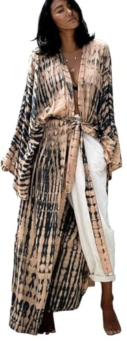 YouKD maxi-kimono-klänning, boho-cardigan, morgonrockar, strandtäckningar, bikini-badrockar