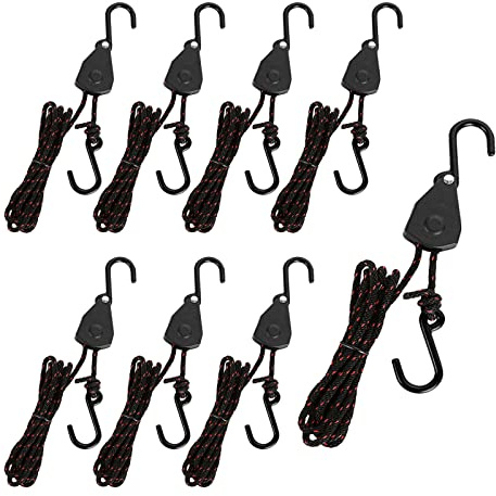 CYEAH 8 PCS Rope Tie Downs 1/8 Inch 6ft Kayak Rope Hanging Ratchet Tie Down, Adjustable Heavy Duty Tie Down Rop Hanger for Kayak and Canoe