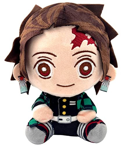 WKxinxuan Demon Tanjiro Kuscheltier, Anime Demon Kimetsu Tanjiro Plüschtier, 20 cm Demn Tanjir Sitzender Plüsch für Geschenke Weihnachts Spielzeug