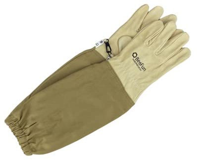 Imkerhandschuhe, Leder & Baumwolle khaki - BeeFun®: S