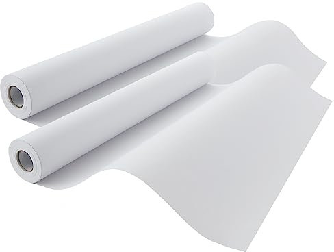 AKOLAFE Zeichenpapierrolle, 44 cm x 25 m, weißes Transparentpapierrolle für Künstler, 70 g/m², großes und dickes Malen, Skizzierpapier, Rolle für Malen, Kunst und Handwerk, 2 Stück