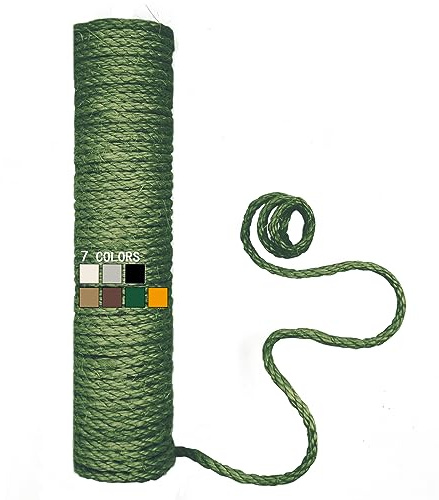 XRzitky Natural Sisal Rope for Cat Scratcher, 1/4 Inch 164FT Sisal Rope for Cat Scratching Post Repair Replacement, Multi Color Cat Scratch Tree Rope Replacement, Cactus Green