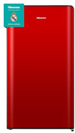Hisense RR106D4CRE- Frigorífico Una Puerta, Table Top, Congelador, Class E, Capacidad 82L con 87 cm Alto, Congelador Freeze Zone, Cajón frutas y verduras, Silencioso 36 dBA, Color Rojo