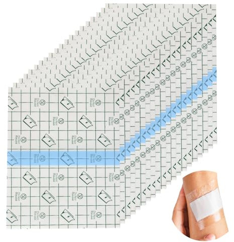 Vendaje Transparente Impermeable, 20 Piezas Vendaje Adhesivo Médico Transparente, Vendaje Cinta Adhesiva Herida, Vendaje para Deportes, Natación, Duchas, Tatuajes, Anti-Alérgica (10 x 12 cm)