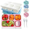 MEEYUU 4 Pack 1300ML Bento Lunch Box for Adults and Kids, 5 Compartment Adult Lunchable Containers with Utensils, Reusable Food Storage Containers with Transparent Lids, Microwaveable (4 Colors)