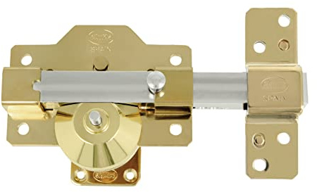 Amig - Cerrojo de Alta Seguridad Modelo 3 PLUS - Acero en Acabado Oro - Protección Antitaladro y Antibumping - Incluye 5 Llaves Codificadas y Tarjeta de Propiedad - 90 x 154 mm