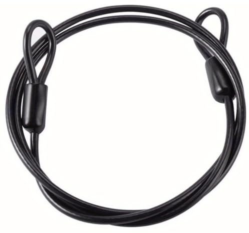 UENXRXE 1 Stück Schlaufenkabel Stahlseil Mit Ösen, Drahtseil Mit Ösen, Stahlseil Schloss, Sicherheitskabel 1M Lang 6Mm Stärke Mit Kunststoff Ummantelt Für Kabelschloss Fahrradanhänger(Schwarz)