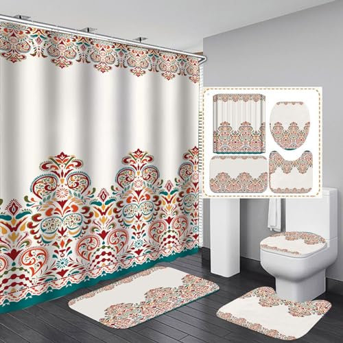 Duschvorhang Elegantes Rot Orange Duschvorhang Stoff Polyester Waschbar Antischimmel Badevorhang Verdicken Duschvorhang 180x180 Mit 12 Kunststoffhaken Shower Curtains