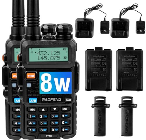Walkie Talkie Ricaricabile, 144-146/430-440 MHz, 128 Canali, VOX, CTCSS/DCS, UHF, VHF, FM,Radio Batteria Da 1800 MAh, Portata Massima Di Conversazione 5-8 Km Professionali Con Auricolare 2Pcs