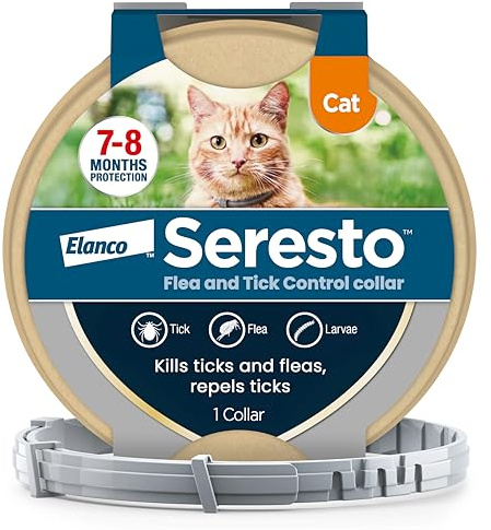 Seresto Flea and Tick Control Collar For Cats (1 Collar), Long-Lasting & Simple Treatment For Cats, 7-8 Months Of Protection, Keeps Pets Protected From Fleas & Ticks