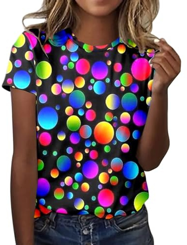 Haut Disco Femme Paillette, Chemise Manche Courte Femme Vetement Annee 80 Disco T-Shirt Imprimé Mardi Gras, Vêtements Col Rond Femme Vintage Eighties Tee rétro pour Femme des années 80