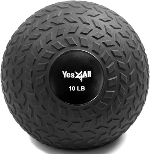 Yes4All Slam Ball Ball-Tread-Black-10lbs, Schwarz, 4.54kg