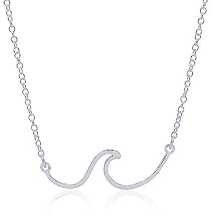 WANDA PLATA Collar Ola de Mar Surf para Mujer, Chica Joven en Plata de Ley 925, Colgante Gargantilla con Cadena Ola en Caja de Regalo, Joyas de Moda