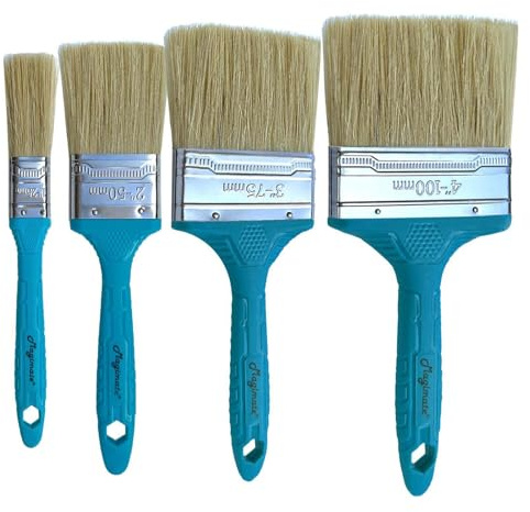 Magimate Stain Brush Set 1-inch 2-inch 3-inch and 4-inch Assortment, Bristle Paint Brush, Natural Bristle Blended with Synthetic, Chip Paint Brush Variety Staining Brushes Pack of Four
