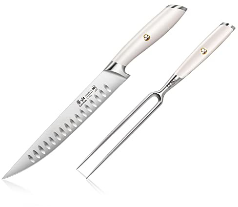 Cangshan L1 Series 1026962 German Steel Forged 2-Piece Carving Set, White