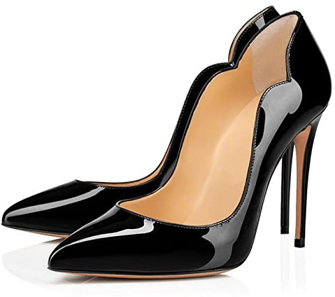 11CM/ 4.33IN Tacones Altos De Las Mujeres Punta del Dedo del Pie Cerrada Zapatos De Tacón Alto Sexy Slip on Stiletto Party Zapatos De Boda,Negro,43 EU