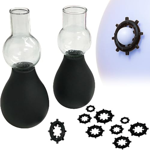 Jpscor Nipple Rings 2 Bulbs Nipple Pump, Silikon Brustringe Nipple Amplifier Enlargement mit 4 Größen Zahnradförmiger Rings Brust Stimulation SM Fetisch Bondage Sex Spielzeug Set für Frauen Männer