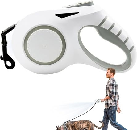 Leuchtseil für Spaziergänge mit dem Hund – 6 Trainingsseil für große Hunde – Teleskop-beleuchtetes Hundeseil mit LED-Licht vorne und automatischem Aufziehen Teksome