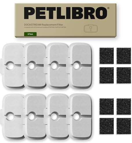 PETLIBRO Drinking Fountain Filter Pack of 8 for Dockstream Cat Fountain Drinking Fountain for Cat PLWF005, PLWF115, PLWF105, 4-Month Set Replacement Filter for Cat Drinking Fountain, White