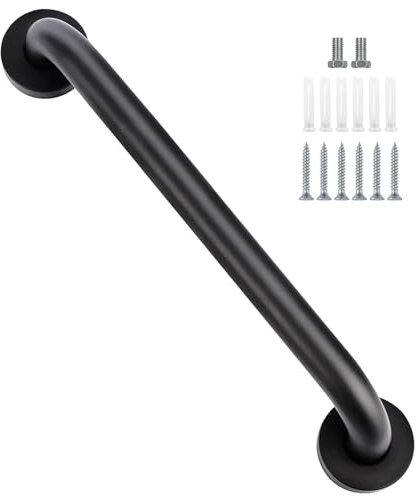 Barre d'Appui Dans Salle de Bain, Poignée de Sécurité Équilibre, Poignée Baignoire de Sécurité pour Personnes âgées Handicapées 40cm-Noir Mat