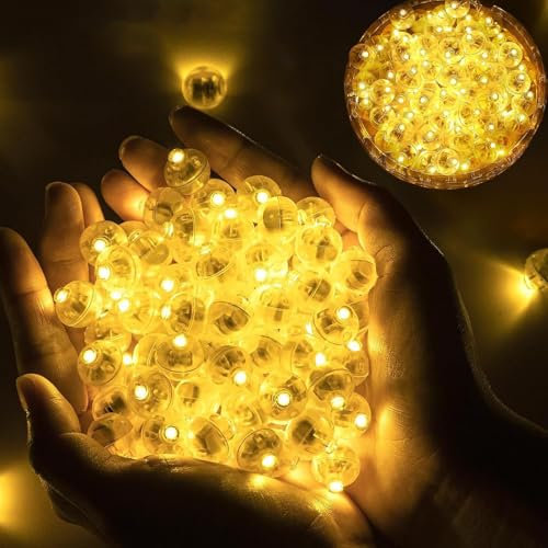 YATOSEEN 150 Piezas de Luces de Globo Cálidas, Mini Globos con Luces LED para Decoraciones de Fiesta, Lámpara de Bola LED, Luz LED Impermeable para Cumpleaños, Decoración de Halloween y Navidad