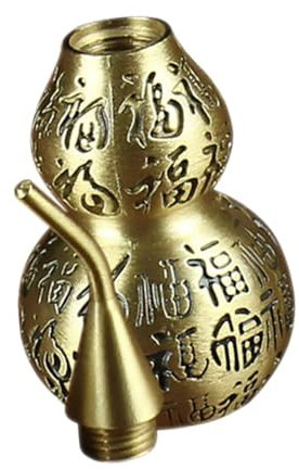HAWILLOSCH Copper Gourd Statue Decorative Brass Small Gourd Figurine Chinese Luck Ornament Home Desktop Craft for Wealth and Housewarming