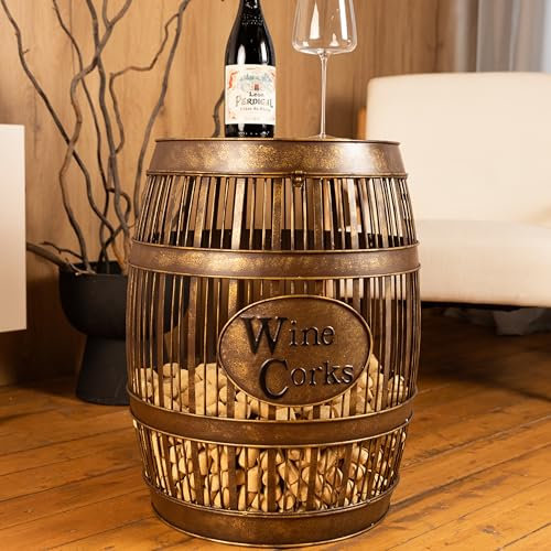 BellaWick Wine Barrel Table - Cork Catcher Accent Table. Cork Holder Decorative and Storage - 3000 Corks - Large