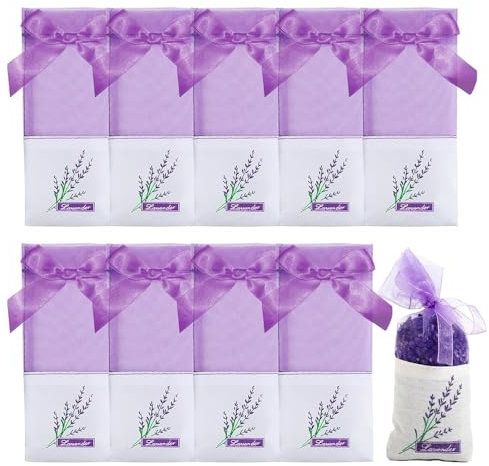10pcs Lavender Bags for Wardrobes,Natural Fresheners Scent Potpourri Pouches Aroma, Sachet Empty Bags Purple for Wardrobes, Drawers, Cupboards, Odour Elimination & Fragrance, and More（Lavender-free）