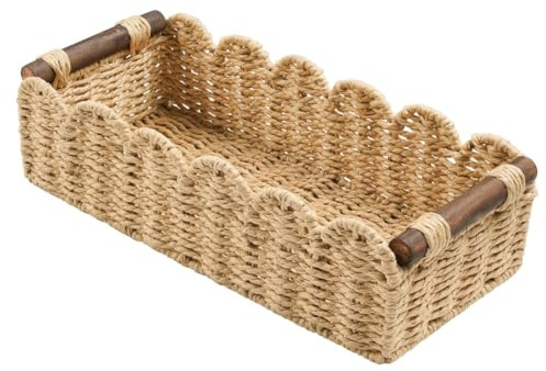 Koolenry Cesta de Mimbre para Guardar Papel Higiénico: Organizador de Baño, Cesta Decorativa para Habitación Infantil, Cocina y Dormitorio.