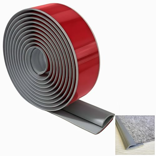 Modanatura autoadesiva per tappeti, in materiale TPE, ritagliabile su modanature di transizione per moquette e pavimenti, dal tappeto alle piastrelle, in laminato, profilo di finitura (grigio scuro