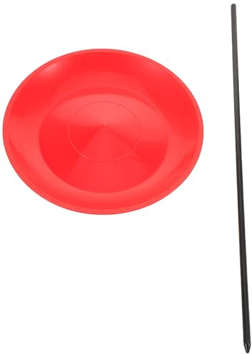 Toyvian Jonglierteller Satz mit Stab Robustes Zirkusspielzeug aus Kunststoff Balance Jonglierplatte für Bühnenauftritte und Sensorisches Training Rot