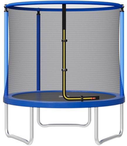 JUMMICO Trampolín para Exteriores Ø 183/228/290/360 cm Kit Completo con Red de Seguridad, Escalera, Funda Protectora y Accesorios de Montaje,Azul 183cm