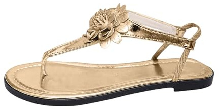Générique Sandales plates été pour femme avec séparateur d'orteils, motif floral imprimé, chaussures de plage confortables à enfiler, semelle antidérapante légère pour promenade quotidienne