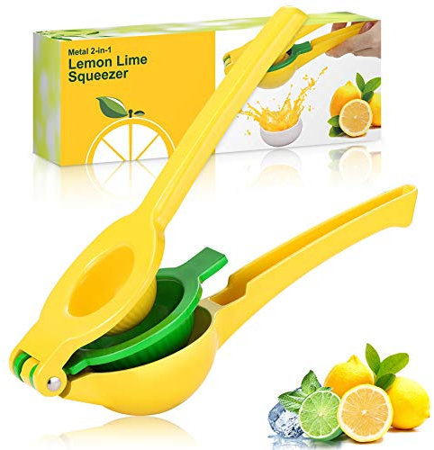 wilbest® Lemon Squeezer Manual, Heavy Duty, 2-In-1 Premium Quality Metal Lemon Orange Lime Citrus Hand Press Juicer, Safe Faster and Effective Fruits Juicing, Robust Design, Easy to Clean (yellow)