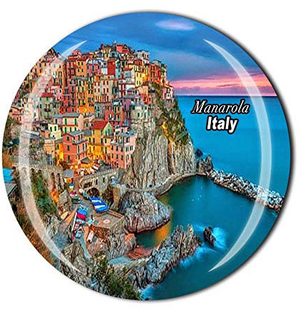 Aimant de réfrigérateur Manarola Cinque Terre d'Italie - Cadeau souvenir en cristal - Collection d'autocollants magnétiques