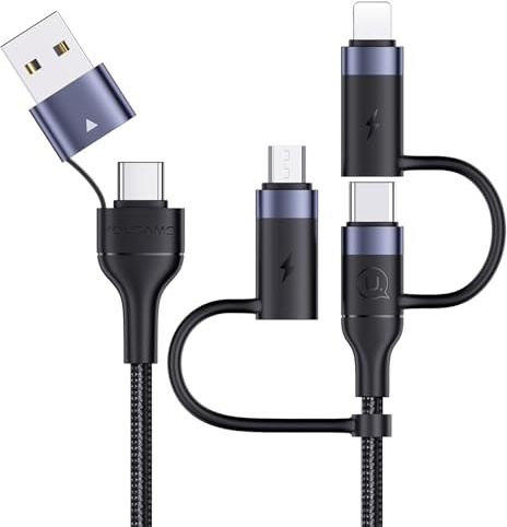 YOUSAMS PD 60W USB C Multi Fast Charging Cable Nylon Braided Cord 5-in-1 3A USB/C to Type C/Micro/Phone Fast Sync Charger Adapter Compatible with Laptop/Tablet