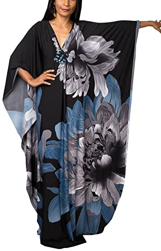 YOUKD Caftan Ample à Fleurs D'été Plage Bohème Bikini Couvrant la Robe Peignoir Grande Taille pour Femme