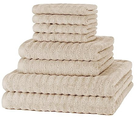 Merana Oslo Handtuch Set | schnelltrocknend, weich & fusselfrei | Frottier Luxus Qualität | 100% Baumwolle Frottee | Oeko-TEX | 590 GSM | Beige (8er Sparset | 4 Gästetuch, 2 Handtuch, 2 Duschtuch)