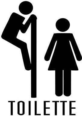 Adesivo - Murale - Toilette - Toilet - Bagno - WC - Divertente 25cm x 20cm - Porta del bagno divertente - Home Decor - Adesivo Porta Bagno - Adesivo Divertente (Nero)