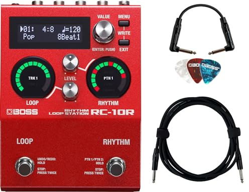 Boss RC-10R Rhythm Loop Station Bundle with Gearlux Instrument Cable, Patch Cable, and Picks