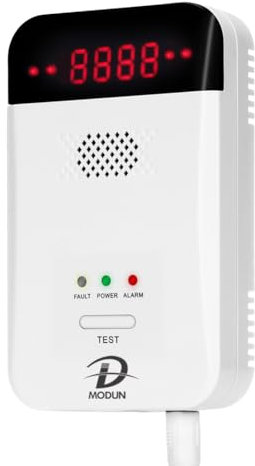D MODUN Gas Detector Alarm, Natural Gas|LPG|City Coal Gas Leak Detector, Plug-in Gas Monitor with Sound Alarm and LED Display, Methane Propane Butane Combustible Gas Alarms for Kitchen RV Garage