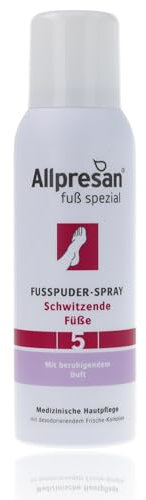 Allpresan Fuß spezial Nr. 5 Fußpuder-Spray gegen Schweißfüße - für ein trockenes Gefühl an den Füßen und in den Schuhen - mit beruhigendem Duft, 125 ml