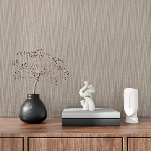 Yullpaper Carta da parati a righe marroni per camera da letto e corridoio con retro adesivo in plastica per pareti effetto legno vinile carta da parati autoadesiva carta da parati rotolo di carta da