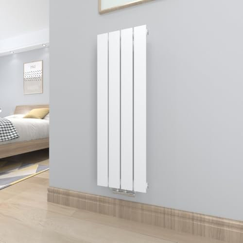 T&K Radiatore piatto, 930 x 308 mm, bianco, design monostrato, orizzontale, moderno, radiatore da bagno, per collegamento laterale