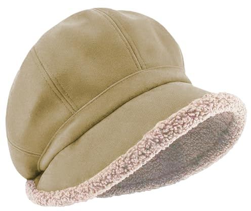 Rayson Newsboy Beanie Dam Klassisk Solhatt Bred Brim Cap Ull Baker Höst Vinter Komfort Skyddskåpa, Khaki, one size